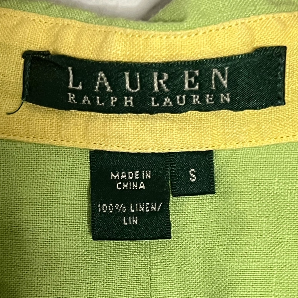 Lauren Ralph Lauren 100% linen logo button down shirt, flip sleeve, small - Picture 5 of 5